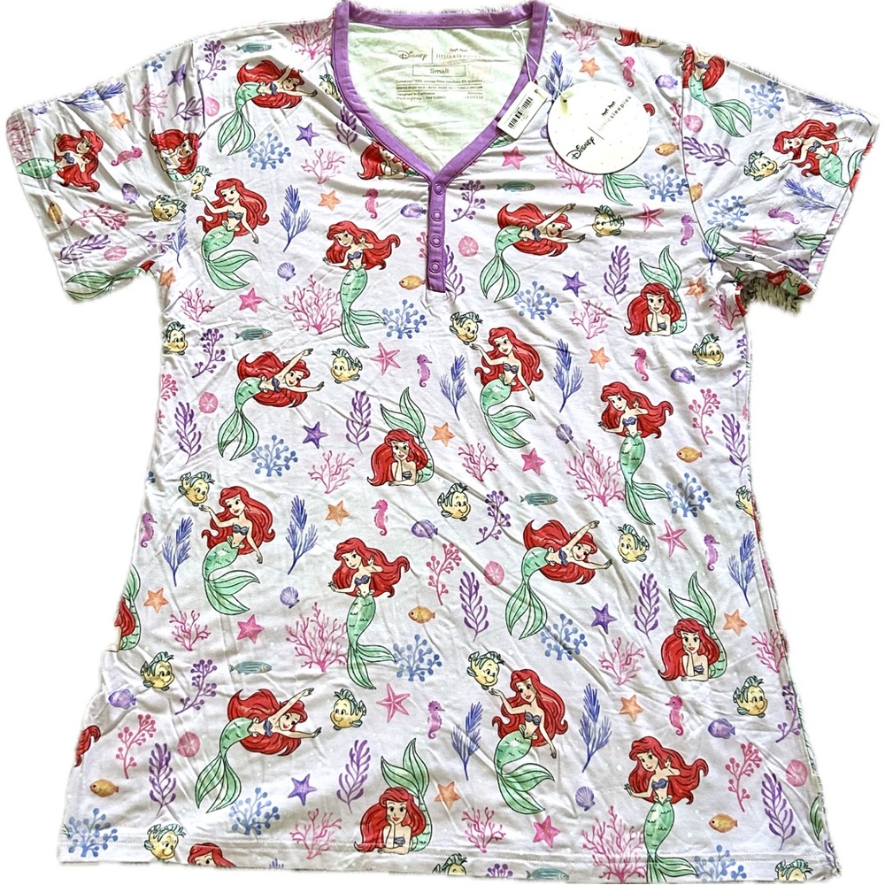 NWT Little Sleepies Part of Her World Women's Short Sleeve Pajama Top Small